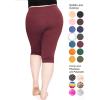 image:imagePlus Size Women Cotton Leggings Full Length Ankle Pants High Waist Stretch and Knee Length Leggings Soft Breathable 1X  10XBurgundy