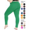 image:imagePlus Size Women Cotton Leggings Full Length Ankle Pants High Waist Stretch and Knee Length Leggings Soft Breathable 1X  10XKelly Green
