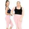image:imagePlus Size Women Cotton Leggings Full Length Ankle Pants High Waist Stretch and Knee Length Leggings Soft Breathable 1X  10XLight Pink