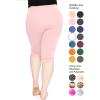 image:imagePlus Size Women Cotton Leggings Full Length Ankle Pants High Waist Stretch and Knee Length Leggings Soft Breathable 1X  10XLight Pink