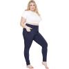 image:imagePlus Size Women Cotton Leggings Full Length Ankle Pants High Waist Stretch and Knee Length Leggings Soft Breathable 1X  10XNavy Blue Pants WPockets