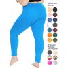 image:imagePlus Size Women Cotton Leggings Full Length Ankle Pants High Waist Stretch and Knee Length Leggings Soft Breathable 1X  10XOcean Blue