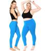 image:imagePlus Size Women Cotton Leggings Full Length Ankle Pants High Waist Stretch and Knee Length Leggings Soft Breathable 1X  10XOcean Blue
