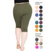 image:imagePlus Size Women Cotton Leggings Full Length Ankle Pants High Waist Stretch and Knee Length Leggings Soft Breathable 1X  10XOlive Green