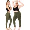 image:imagePlus Size Women Cotton Leggings Full Length Ankle Pants High Waist Stretch and Knee Length Leggings Soft Breathable 1X  10XOlive Green