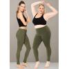 image:imagePlus Size Women Cotton Leggings Full Length Ankle Pants High Waist Stretch and Knee Length Leggings Soft Breathable 1X  10XOlive Green