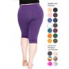 image:imagePlus Size Women Cotton Leggings Full Length Ankle Pants High Waist Stretch and Knee Length Leggings Soft Breathable 1X  10XPurple