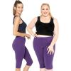 image:imagePlus Size Women Cotton Leggings Full Length Ankle Pants High Waist Stretch and Knee Length Leggings Soft Breathable 1X  10XPurple