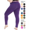 image:imagePlus Size Women Cotton Leggings Full Length Ankle Pants High Waist Stretch and Knee Length Leggings Soft Breathable 1X  10XPurple