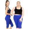 image:imagePlus Size Women Cotton Leggings Full Length Ankle Pants High Waist Stretch and Knee Length Leggings Soft Breathable 1X  10XRoyal Blue