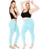 image:imagePlus Size Women Cotton Leggings Full Length Ankle Pants High Waist Stretch and Knee Length Leggings Soft Breathable 1X  10XSky Blue