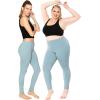 image:imagePlus Size Women Cotton Leggings Full Length Ankle Pants High Waist Stretch and Knee Length Leggings Soft Breathable 1X  10XSlate Blue