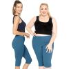 image:imagePlus Size Women Cotton Leggings Full Length Ankle Pants High Waist Stretch and Knee Length Leggings Soft Breathable 1X  10XTeal