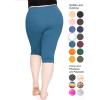 image:imagePlus Size Women Cotton Leggings Full Length Ankle Pants High Waist Stretch and Knee Length Leggings Soft Breathable 1X  10XTeal