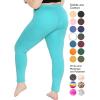image:imagePlus Size Women Cotton Leggings Full Length Ankle Pants High Waist Stretch and Knee Length Leggings Soft Breathable 1X  10XTurquoise