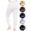 image:imagePlus Size Women Cotton Leggings Full Length Ankle Pants High Waist Stretch and Knee Length Leggings Soft Breathable 1X  10XWhite Fleece
