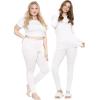 image:imagePlus Size Women Cotton Leggings Full Length Ankle Pants High Waist Stretch and Knee Length Leggings Soft Breathable 1X  10XWhite Fleece