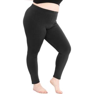 image:imagePlus Size Women Cotton Leggings Full Length Ankle Pants High Waist Stretch and Knee Length Leggings Soft Breathable 1X  10XBlack