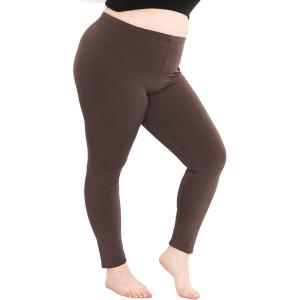 image:imagePlus Size Women Cotton Leggings Full Length Ankle Pants High Waist Stretch and Knee Length Leggings Soft Breathable 1X  10XBrown