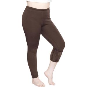image:imagePlus Size Women Cotton Leggings Full Length Ankle Pants High Waist Stretch and Knee Length Leggings Soft Breathable 1X  10XBrown Fleece