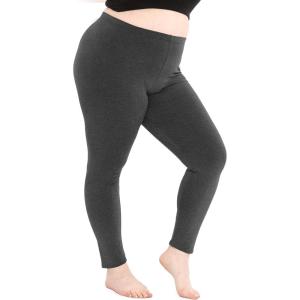 image:imagePlus Size Women Cotton Leggings Full Length Ankle Pants High Waist Stretch and Knee Length Leggings Soft Breathable 1X  10XCharcoal Gray