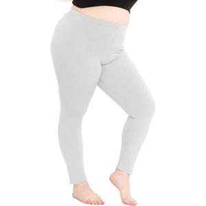 image:imagePlus Size Women Cotton Leggings Full Length Ankle Pants High Waist Stretch and Knee Length Leggings Soft Breathable 1X  10XHeather Gray