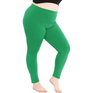 image:imagePlus Size Women Cotton Leggings Full Length Ankle Pants High Waist Stretch and Knee Length Leggings Soft Breathable 1X  10XKelly Green