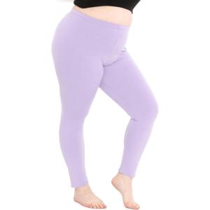 image:imagePlus Size Women Cotton Leggings Full Length Ankle Pants High Waist Stretch and Knee Length Leggings Soft Breathable 1X  10XLavender