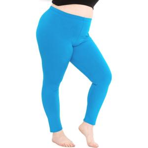 image:imagePlus Size Women Cotton Leggings Full Length Ankle Pants High Waist Stretch and Knee Length Leggings Soft Breathable 1X  10XOcean Blue