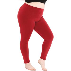 image:imagePlus Size Women Cotton Leggings Full Length Ankle Pants High Waist Stretch and Knee Length Leggings Soft Breathable 1X  10XRed
