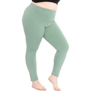 image:imagePlus Size Women Cotton Leggings Full Length Ankle Pants High Waist Stretch and Knee Length Leggings Soft Breathable 1X  10XSage Green