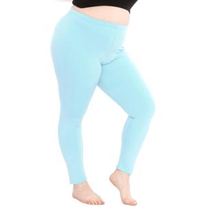 image:imagePlus Size Women Cotton Leggings Full Length Ankle Pants High Waist Stretch and Knee Length Leggings Soft Breathable 1X  10XSky Blue