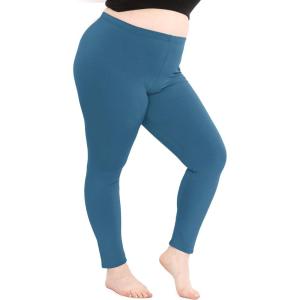 image:imagePlus Size Women Cotton Leggings Full Length Ankle Pants High Waist Stretch and Knee Length Leggings Soft Breathable 1X  10XTeal