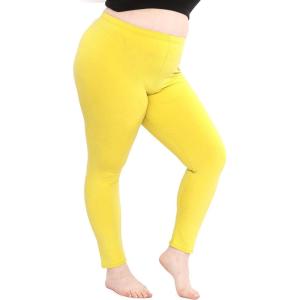 image:imagePlus Size Women Cotton Leggings Full Length Ankle Pants High Waist Stretch and Knee Length Leggings Soft Breathable 1X  10XYellow