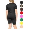 image:imageSTRETCH IS COMFORT Girls Oh So Soft Short Sleeve Basic Tee with Matching Shorts Set Cozy Casual Outfit for Kids Sizes SXLBlack