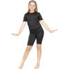 image:imageSTRETCH IS COMFORT Girls Oh So Soft Short Sleeve Basic Tee with Matching Shorts Set Cozy Casual Outfit for Kids Sizes SXLBlack