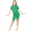 image:imageSTRETCH IS COMFORT Girls Oh So Soft Short Sleeve Basic Tee with Matching Shorts Set Cozy Casual Outfit for Kids Sizes SXLKelly Green