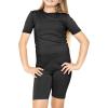 image:imageSTRETCH IS COMFORT Girls Oh So Soft Short Sleeve Basic Tee with Matching Shorts Set Cozy Casual Outfit for Kids Sizes SXLBlack