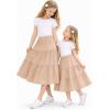 image:imageGirls Skirt Maxi Long Skirts Tiered Flowy Skirt for Teen Girls Elastic Waist Modest Soft Cotton 2T16Beige