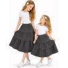 image:imageGirls Skirt Maxi Long Skirts Tiered Flowy Skirt for Teen Girls Elastic Waist Modest Soft Cotton 2T16Charcoal Gray