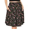 image:imageSTRETCH IS COMFORT Womens and Plus Size Scoop Hem Flare Mid Length Skirt with Pockets  S5XBlack Rose Vine