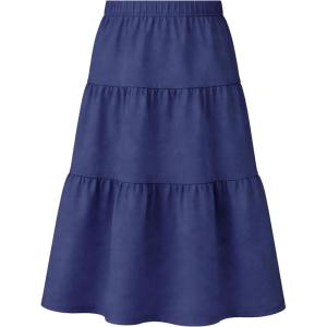 image:imageGirls Skirt Maxi Long Skirts Tiered Flowy Skirt for Teen Girls Elastic Waist Modest Soft Cotton 2T16Navy Blue