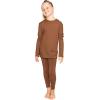 image:imageSTRETCH IS COMFORT Girls 2 Piece Hoodie Short Sleeve Long Sleeve Crew Neck Top and Leggings Set Kids Thermals Underwear SetAlmond