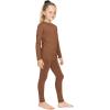 image:imageSTRETCH IS COMFORT Girls 2 Piece Hoodie Short Sleeve Long Sleeve Crew Neck Top and Leggings Set Kids Thermals Underwear SetAlmond