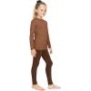 image:imageSTRETCH IS COMFORT Girls 2 Piece Hoodie Short Sleeve Long Sleeve Crew Neck Top and Leggings Set Kids Thermals Underwear SetAlmondbrown