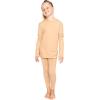 image:imageSTRETCH IS COMFORT Girls 2 Piece Hoodie Short Sleeve Long Sleeve Crew Neck Top and Leggings Set Kids Thermals Underwear SetBeige