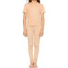 image:imageSTRETCH IS COMFORT Girls 2 Piece Hoodie Short Sleeve Long Sleeve Crew Neck Top and Leggings Set Kids Thermals Underwear SetBeige