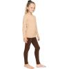 image:imageSTRETCH IS COMFORT Girls 2 Piece Hoodie Short Sleeve Long Sleeve Crew Neck Top and Leggings Set Kids Thermals Underwear SetBeigebrown