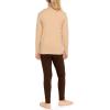 image:imageSTRETCH IS COMFORT Girls 2 Piece Hoodie Short Sleeve Long Sleeve Crew Neck Top and Leggings Set Kids Thermals Underwear SetBeigebrown