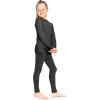 image:imageSTRETCH IS COMFORT Girls 2 Piece Hoodie Short Sleeve Long Sleeve Crew Neck Top and Leggings Set Kids Thermals Underwear SetBlack